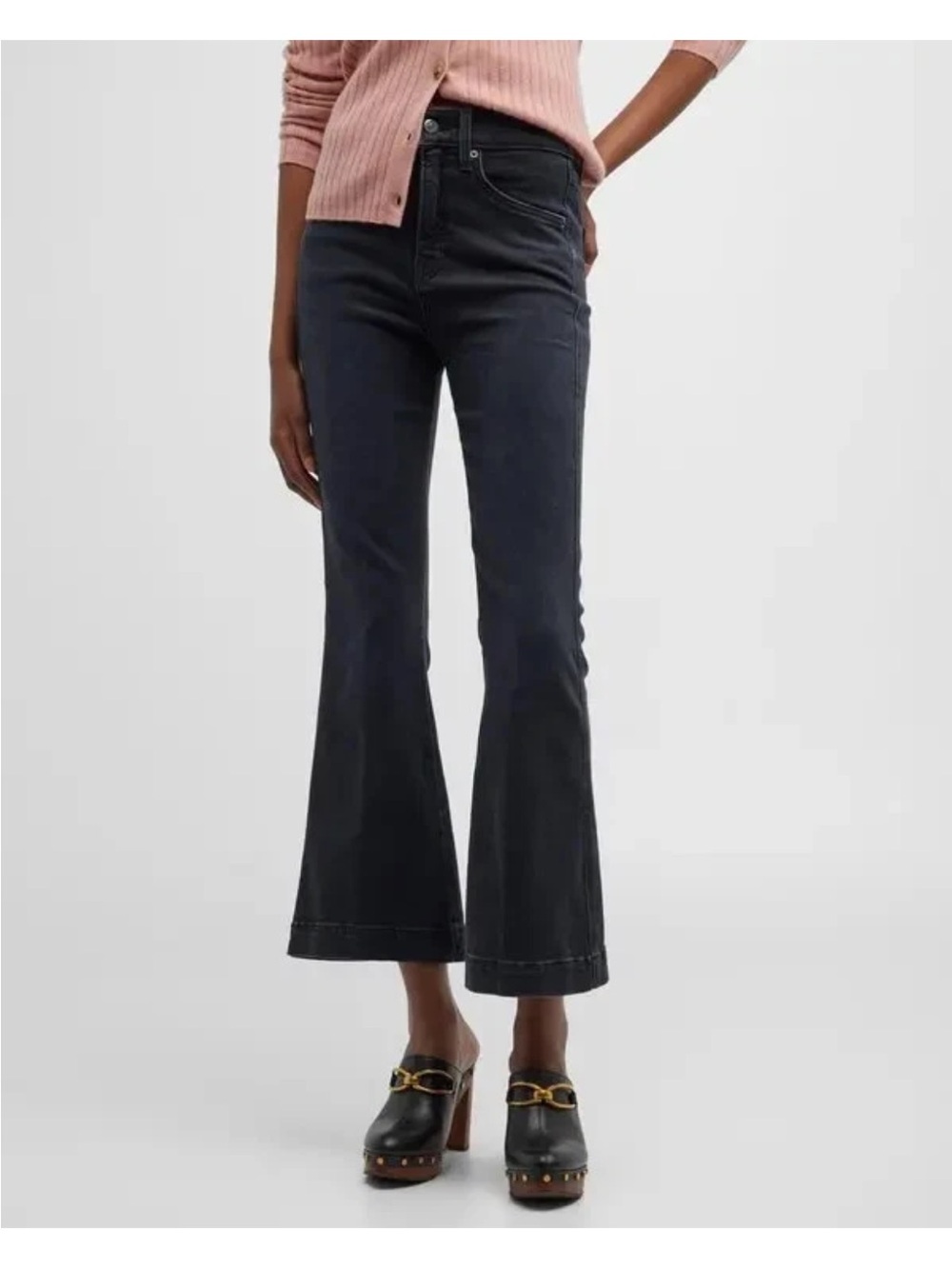 Veronica Beard Carson High-Rise Ankle Flare Jeans Size 26 Washed Onyx